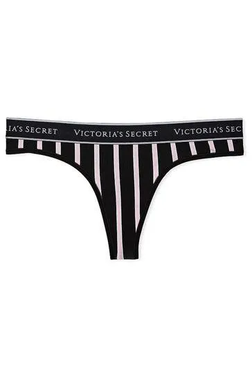 Stretch Cotton Logo Thong Knickers