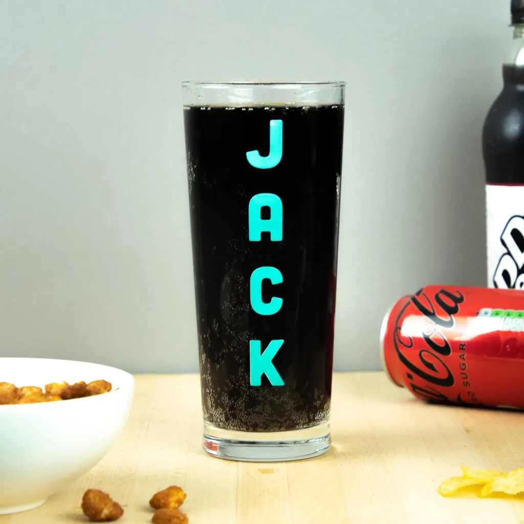 Personalised Vertical Name Printed Pint Glass