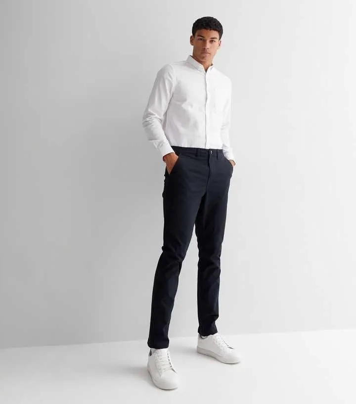 Navy Mid Rise Slim Chinos