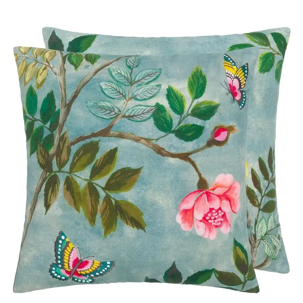 Papillon Chinois Teal Cotton/Linen Cushion