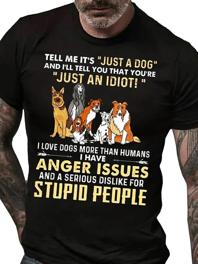 Animal Dog Letter Wine Black Red T shirt Tee Graphic Tee Men's Graphic Cotton Blend Shirt Basic Modern Contemporary Shirt Short Sleeves Comfortable Tee Street Vacation Summer Fashion Designer Clothing