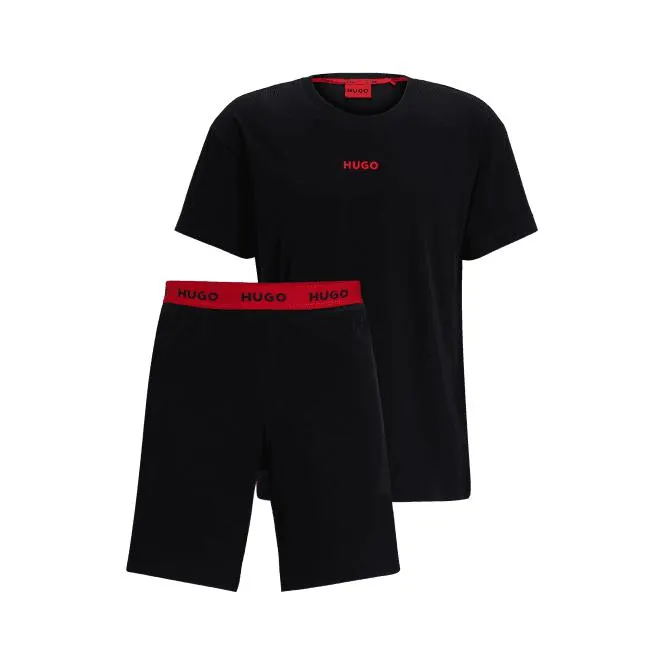 Linked Logo T-Shirt & Lounge Shorts Set, Black