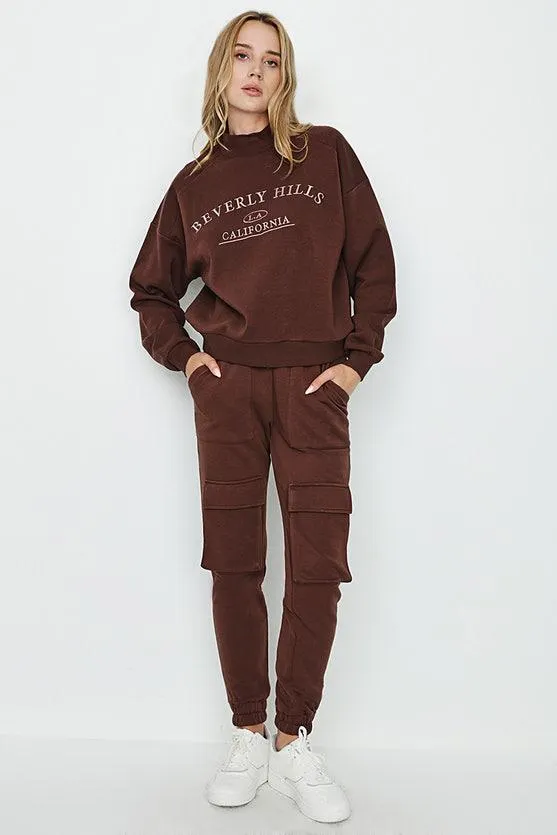 Deep Brown 3D Cargo Joggers