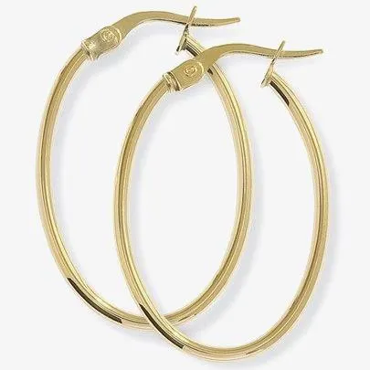 9ct Yellow Gold Oval Hoop Earrings ST-ER584