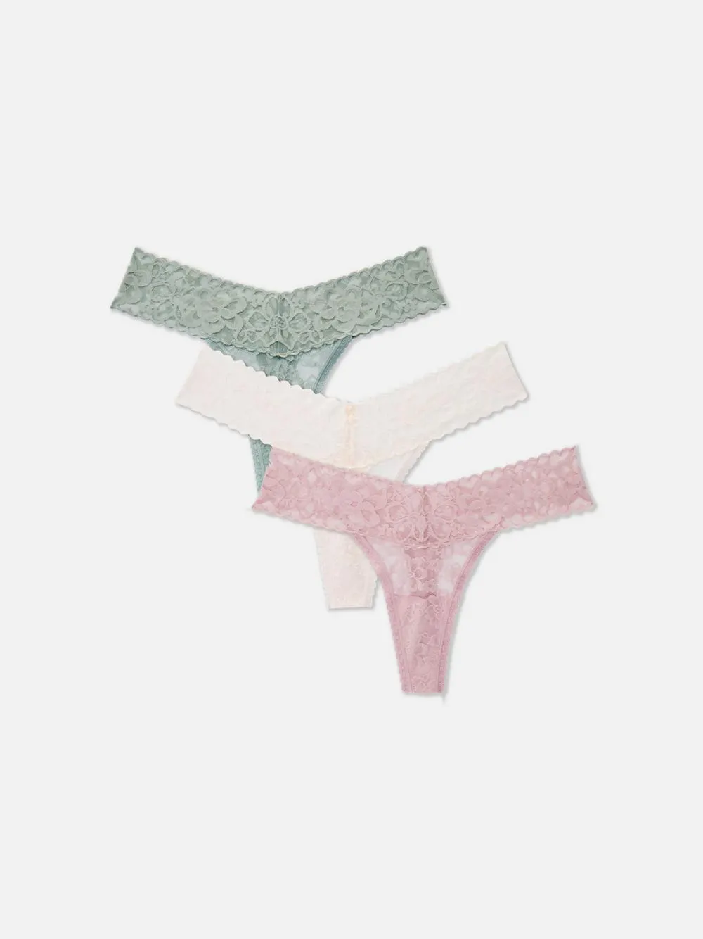 3pk Lace Bandeau Thongs