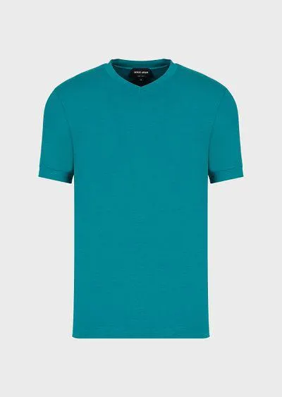 Stretch viscose jersey, V-neck Icon T-shirt
