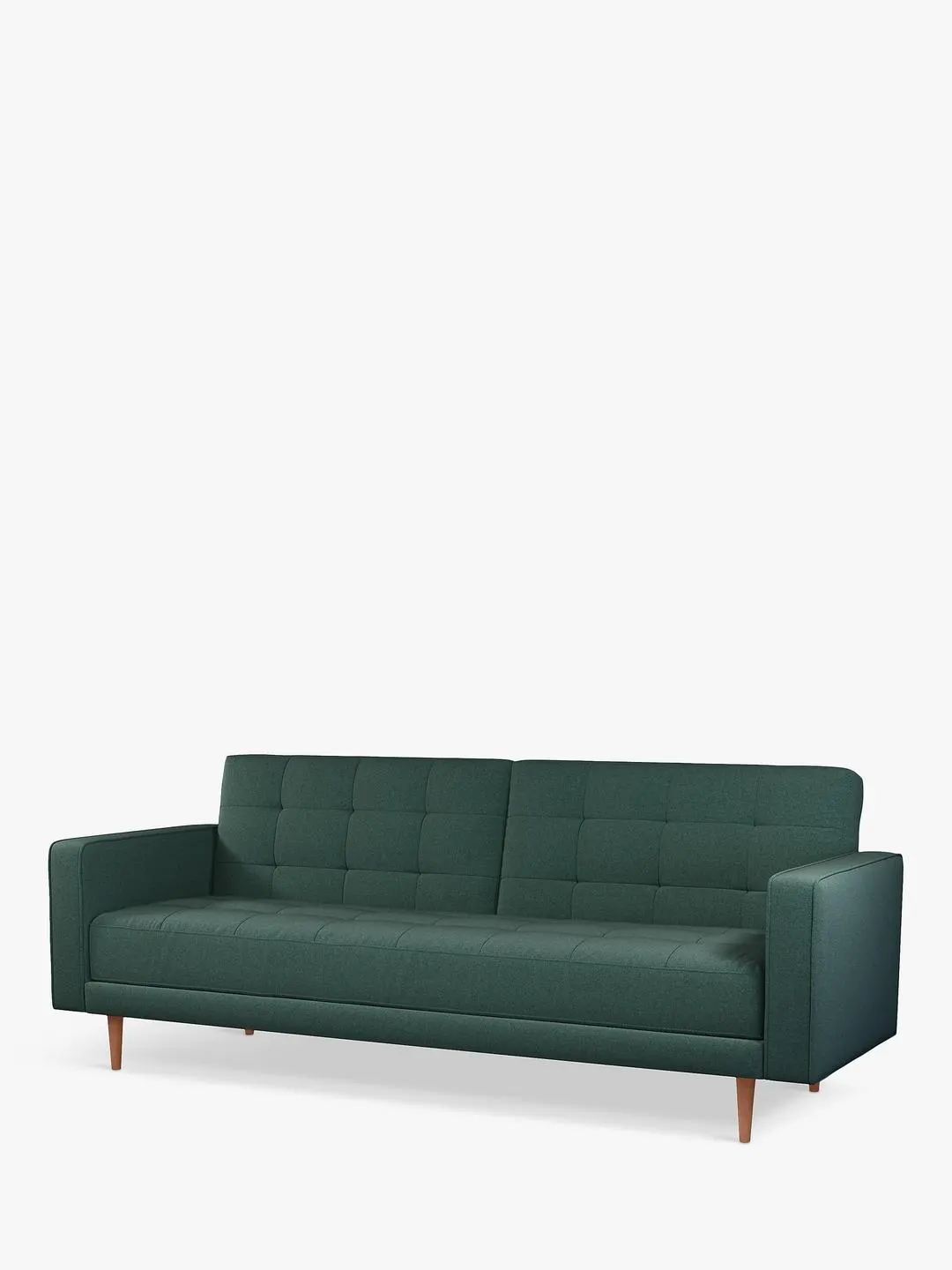 John Lewis Quilted Large 3 Seater Sofa Bed, Dark Leg, Verde Green