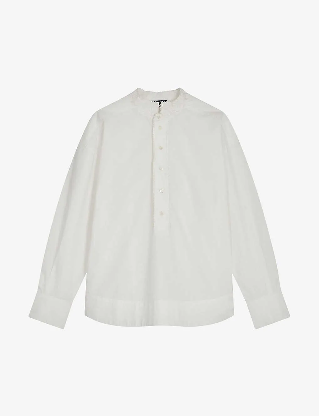 Poeme embroidered-collar relaxed-fit cotton shirt