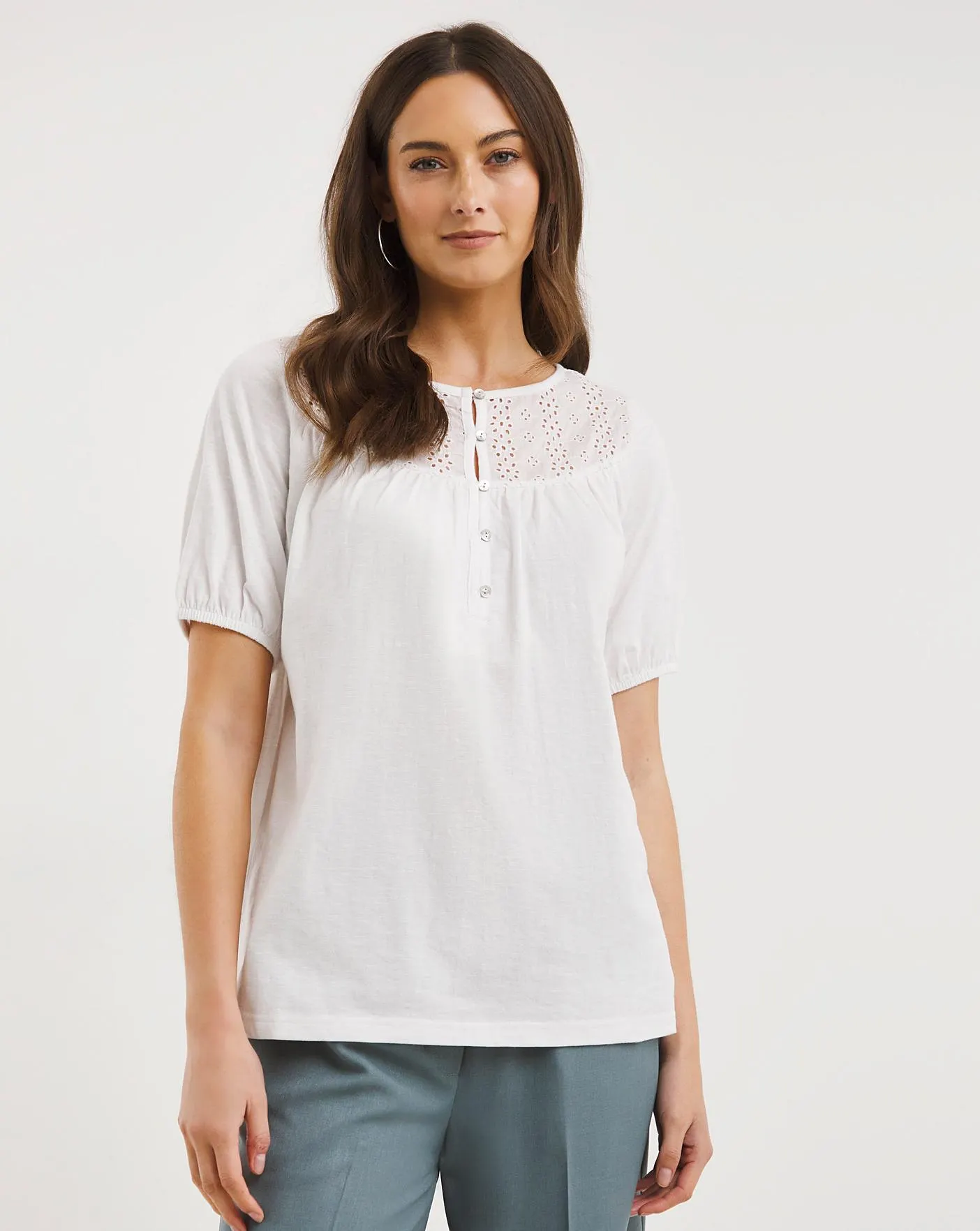 Julipa Broderie Detail Jersey Top