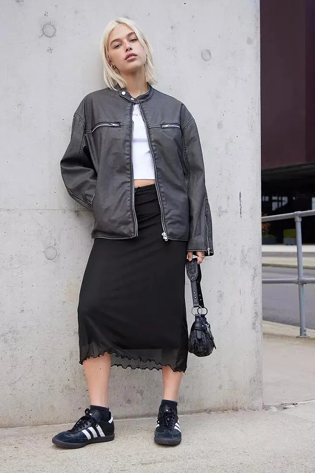 BDG Bobby Oversized Faux Leather Biker Jacket