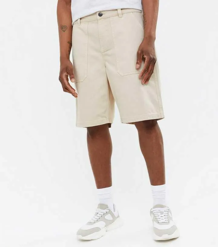 Stone Twill Relaxed Fit Worker Shorts