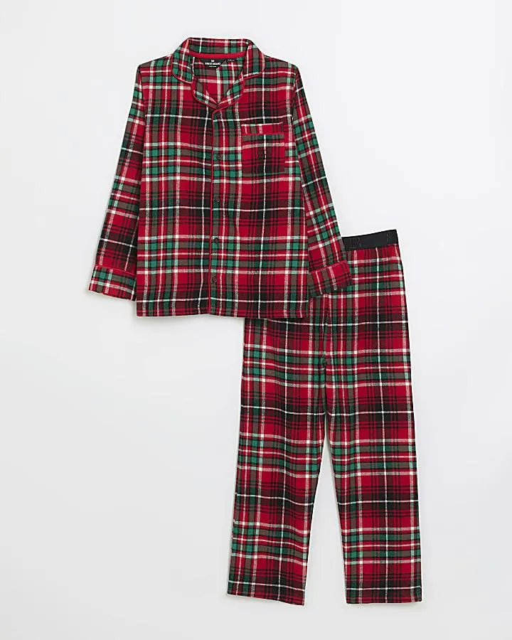 Boys red check pyjama set