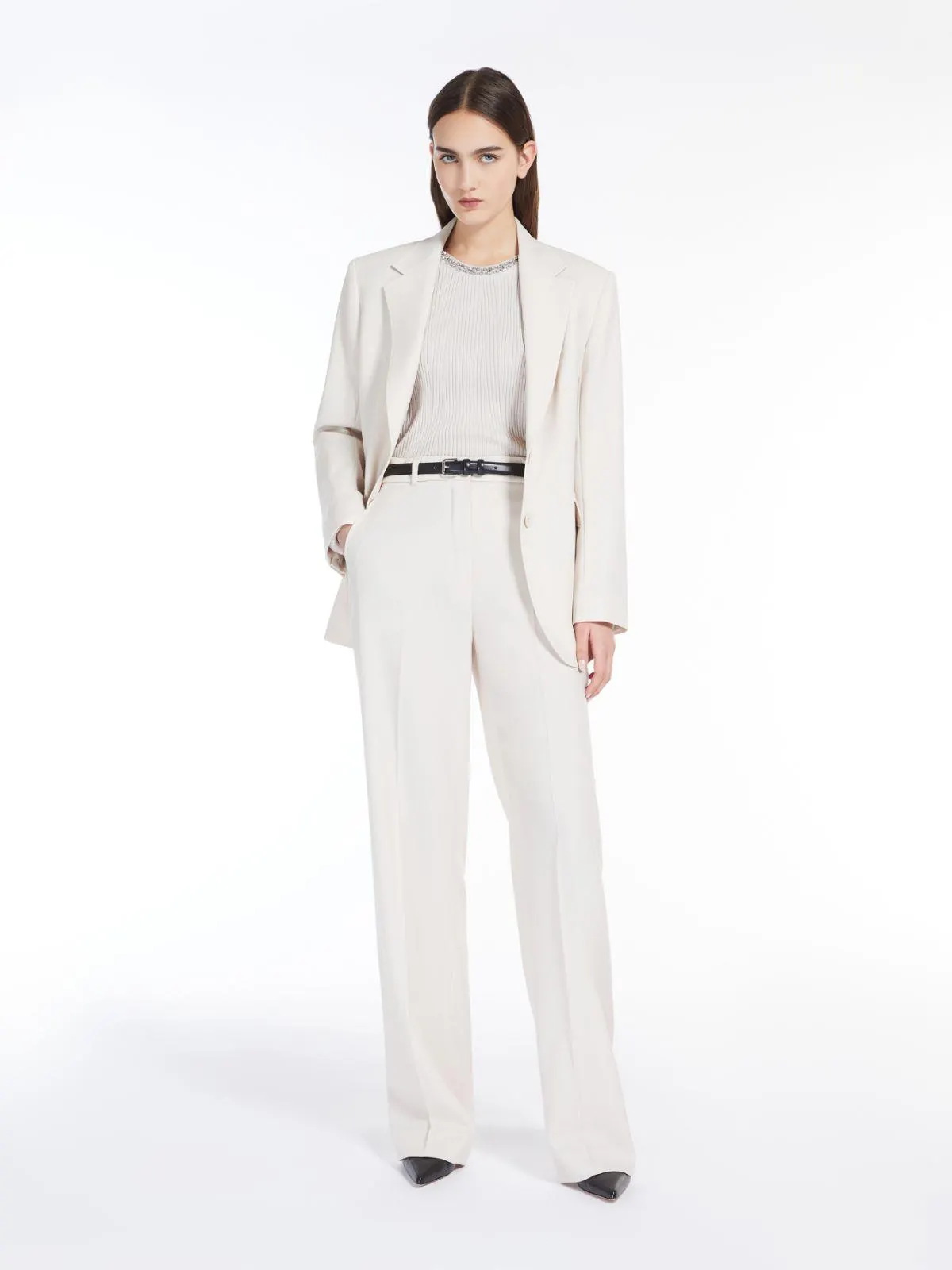 Wool satin crêpe single-breasted blazer