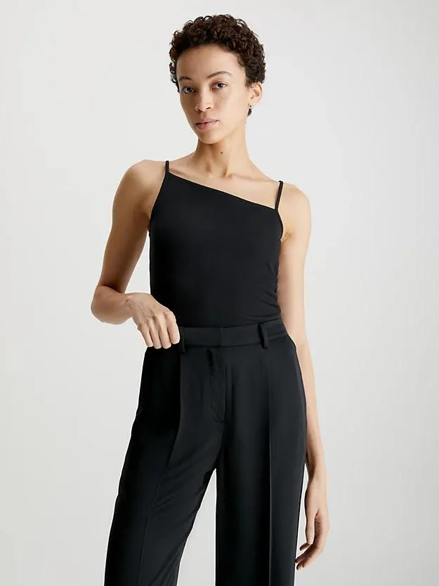 Skinny geribbelde asymmetrische top