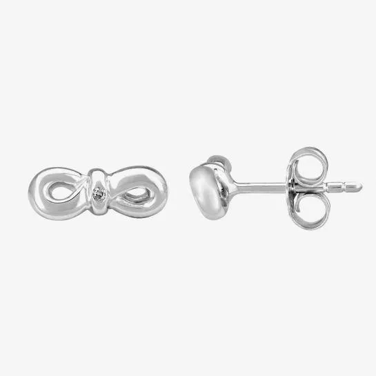 Silver Sparkle Silver Infinity Bow Stud Earrings DE346C(T)