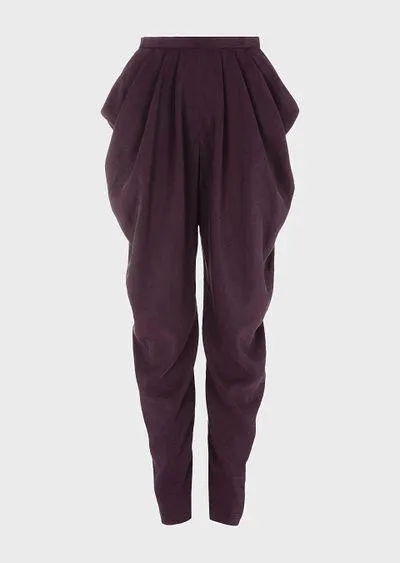 Draped silk-blend twill jodhpurs