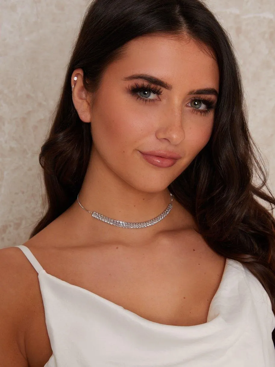 Diamante Necklace in Silver Tone