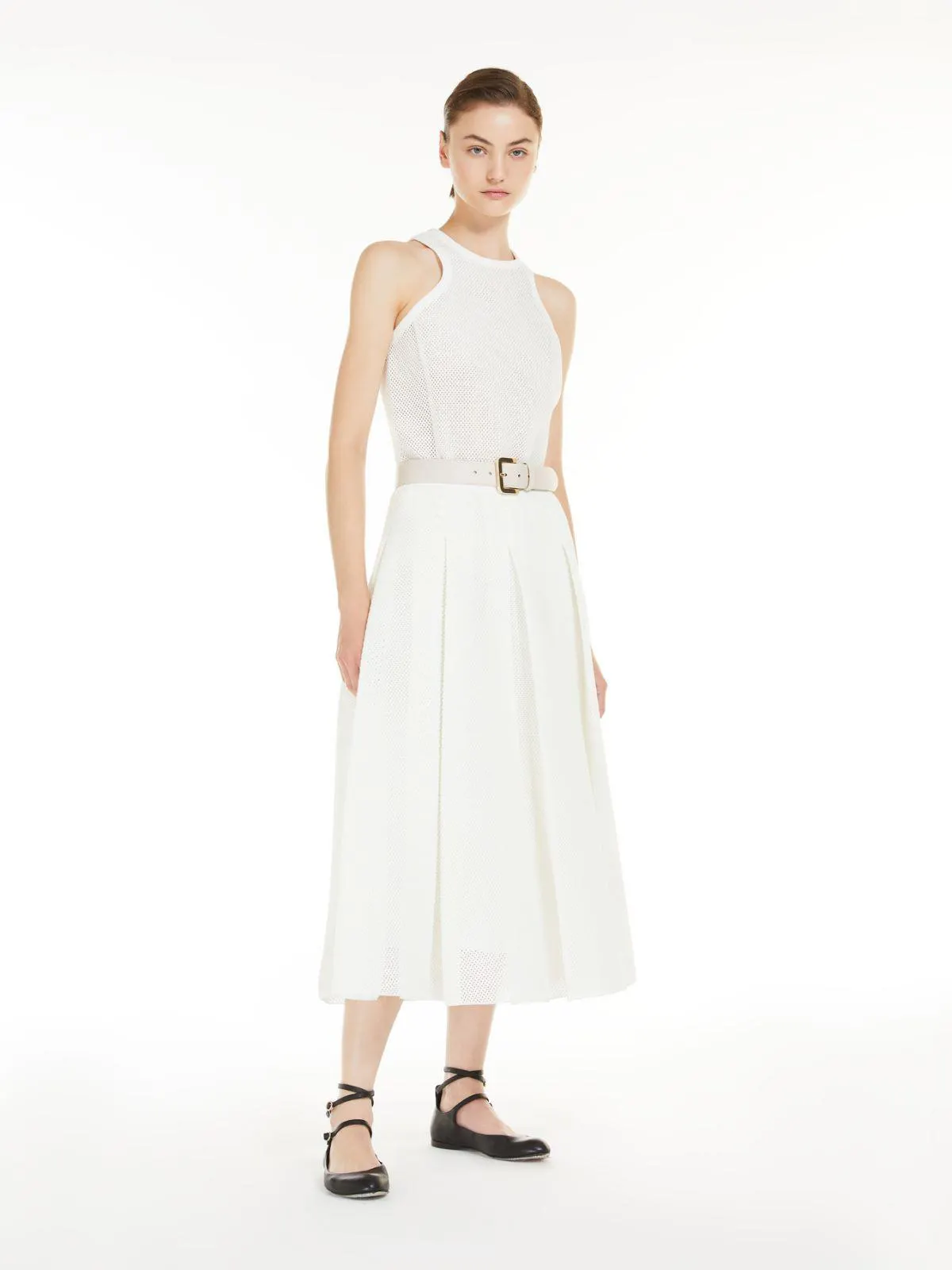 Mesh-effect technical jersey top