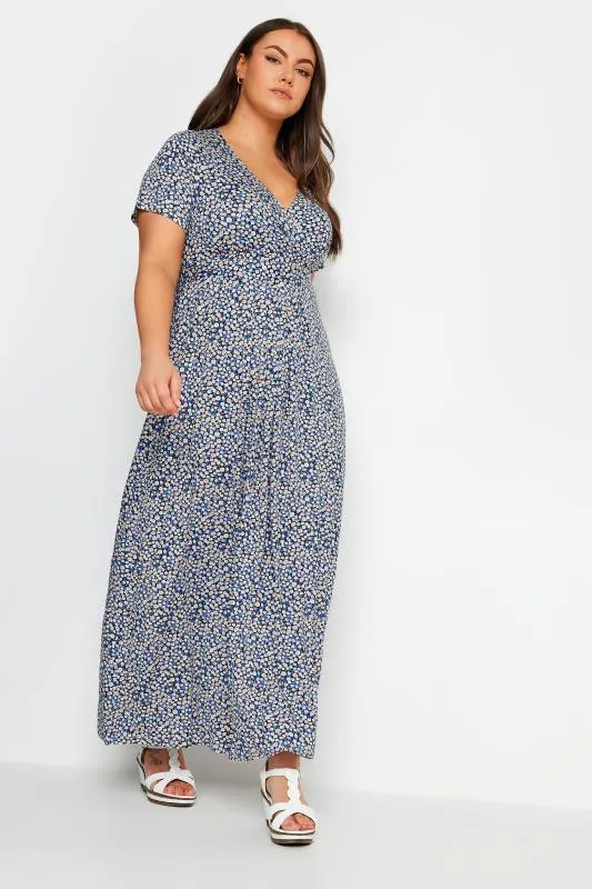 YOURS Curve Blue Floral Maxi Wrap Dress
