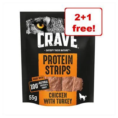 3 x CRAVE Protein Dog Snacks - 2 + 1 Free! *