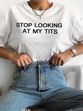 White Letter Print T-shirt