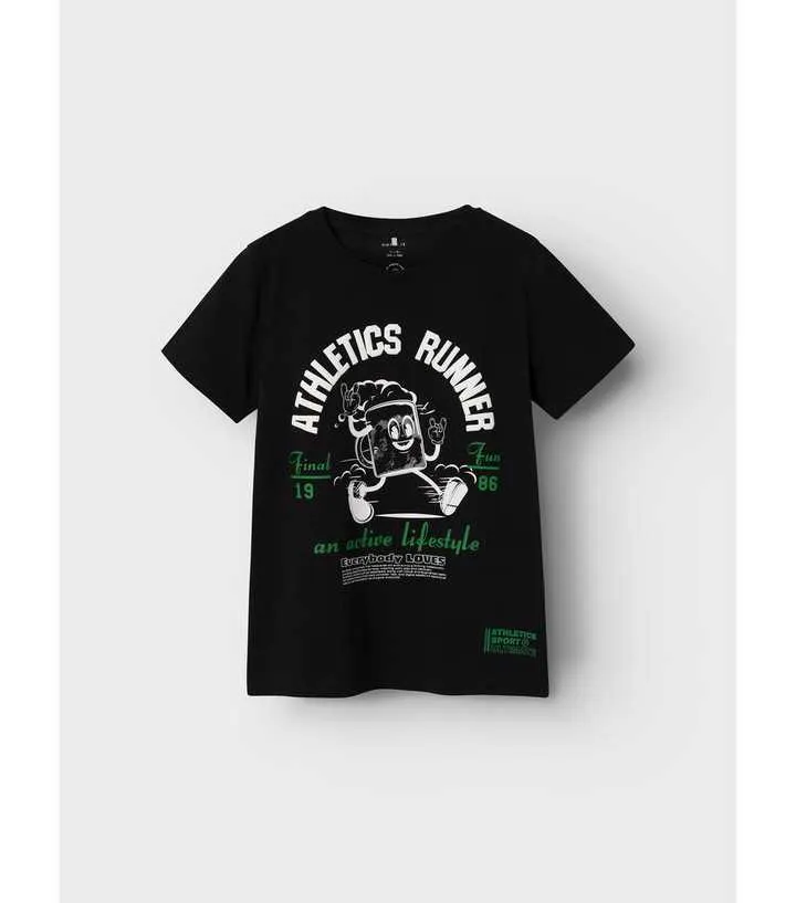 Name It Black Athletics Runner Logo T-Shirt