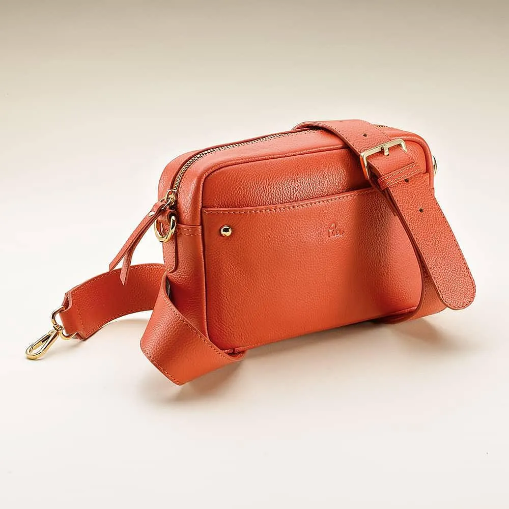 Orange Go Lightly Leather Cross-Body Bag