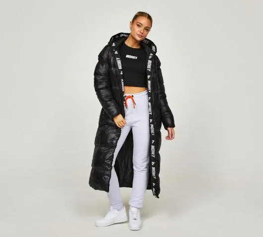 Womens Logo Trim Longline Puffer Jacket