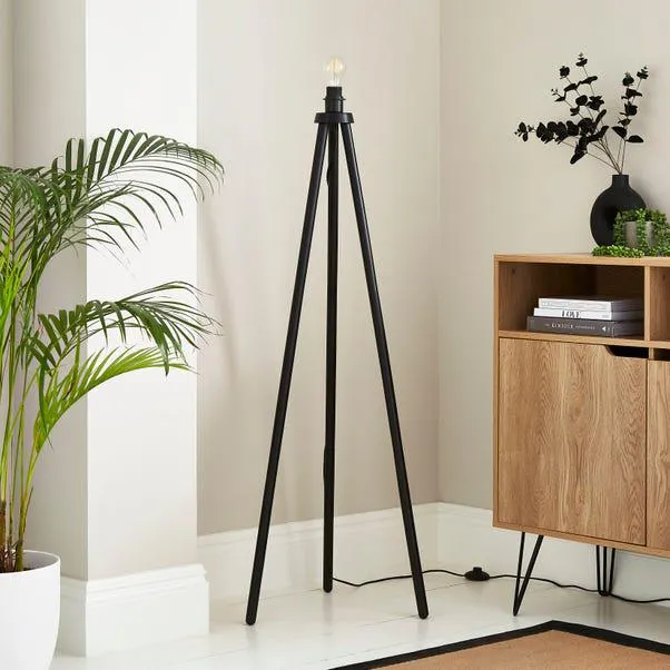 Ambra Wooden Tripod Floor Lamp Base