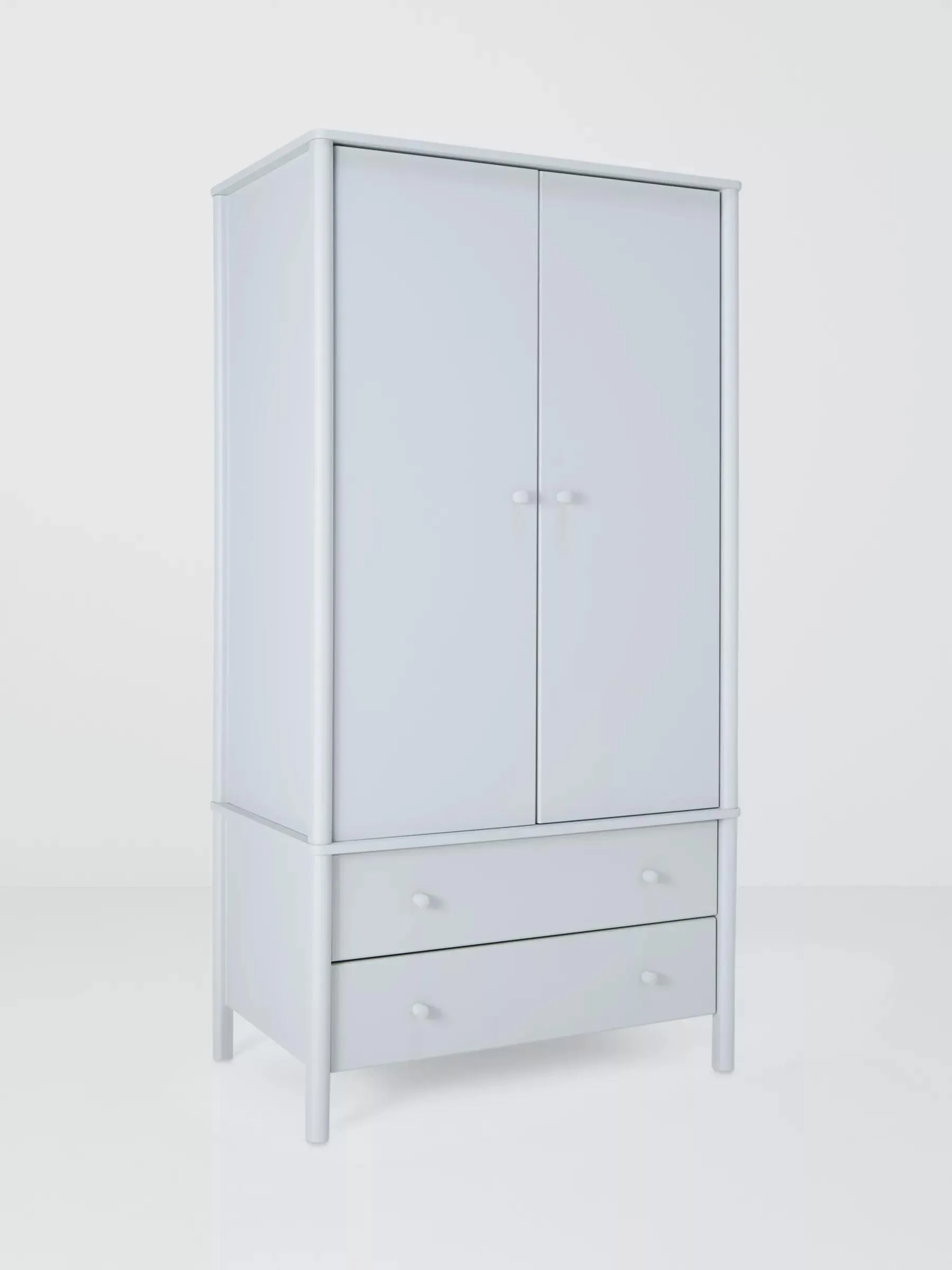 Spindle Double Wardrobe with 2 Drawers, Grey