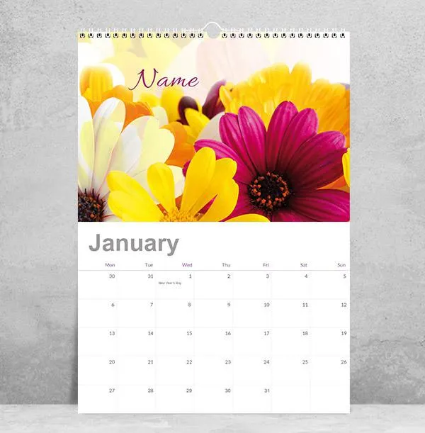 Personalised Floral Name Calendar