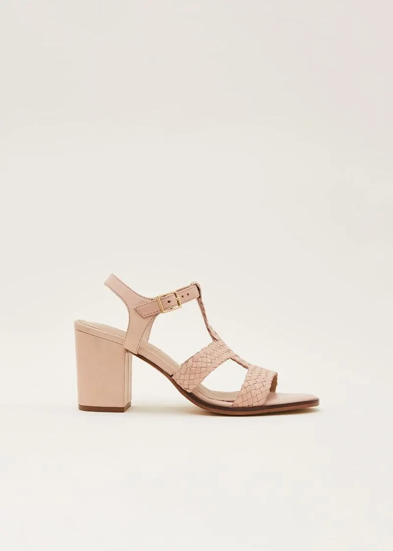 Plaited T Bar Heeled Sandal Shoe