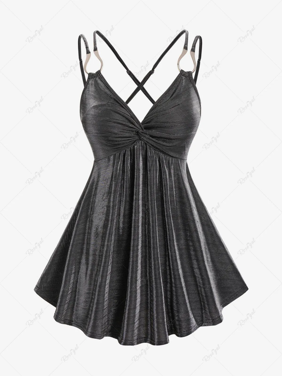 Plus Size Twist Open Back Metal Tank Top - M | Us 10