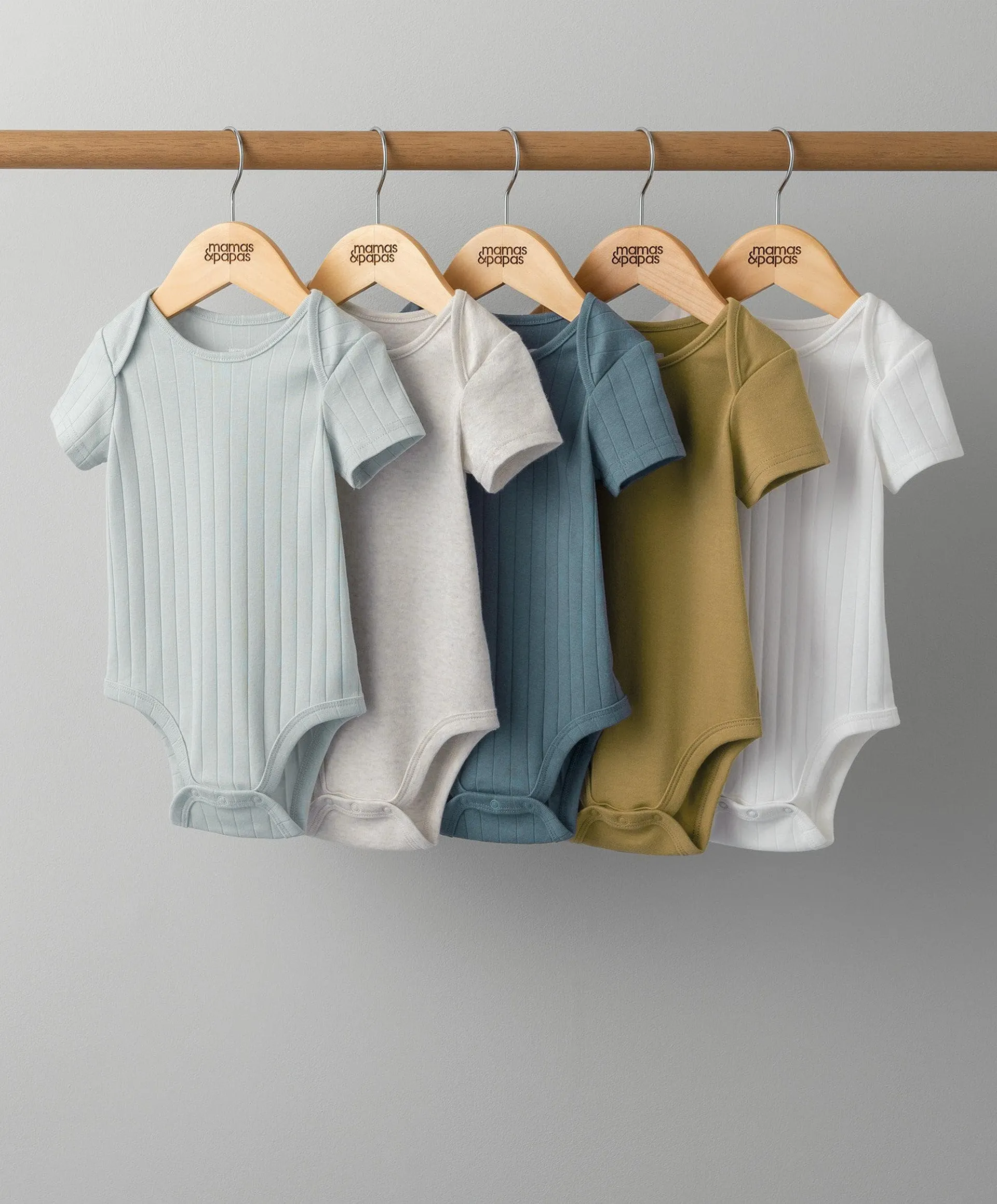 Ribbed Short Sleeve Bodysuits - 5 Pack