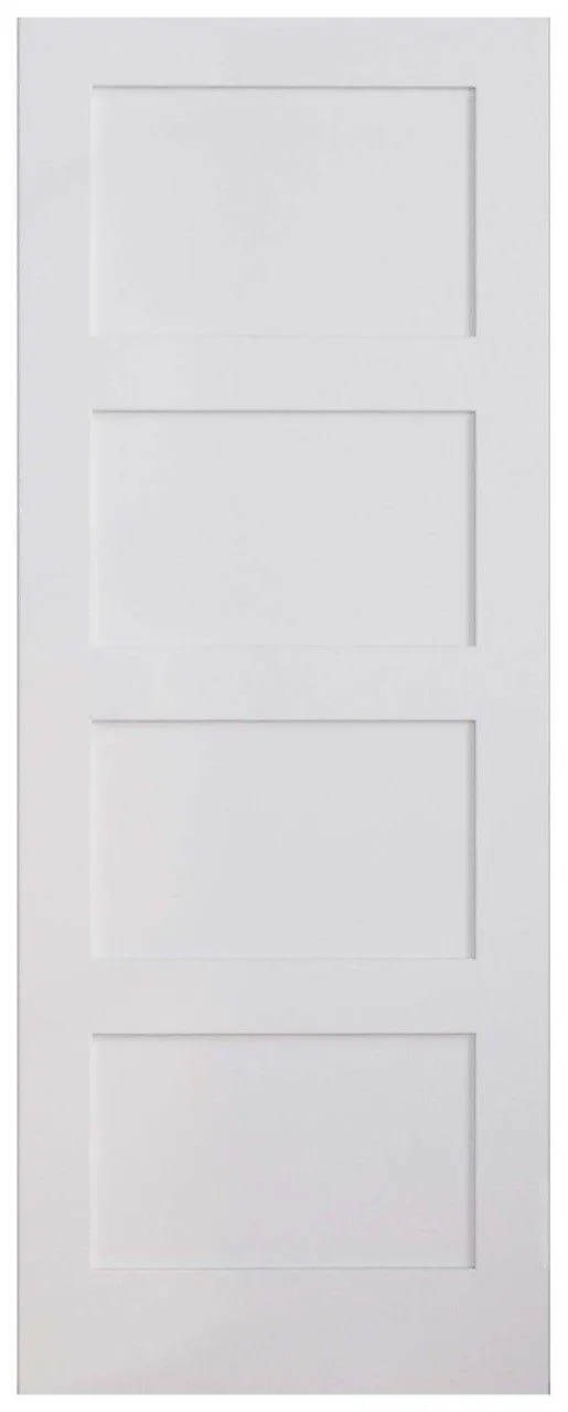 Wickes Marlow 4 Panel Shaker White Primed Solid Core Door - 1981 x 686mm