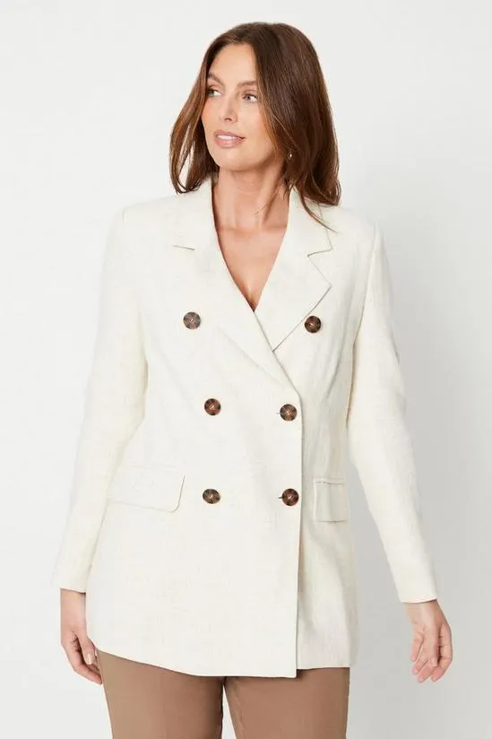 Linen Longline Double Breasted Blazer