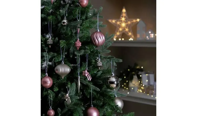 Habitat Pack of 49 Christmas Baubles - Pink & Gold