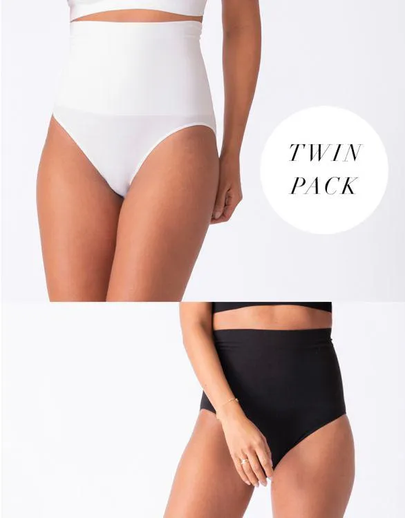 Post Maternity Shaping Briefs – Black & White Twin Pack