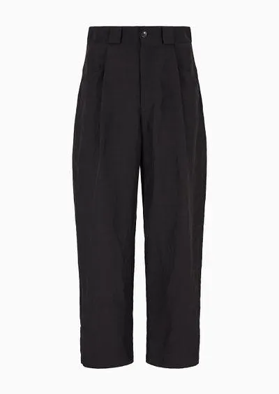 Viscose and linen canvas single-darted trousers