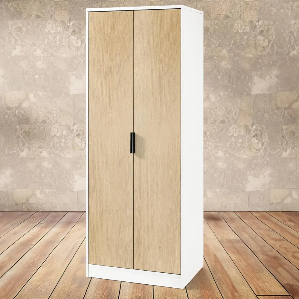 Julian Bowen Alba 2 Door Matt White And Oak Soft Close Wardrobe