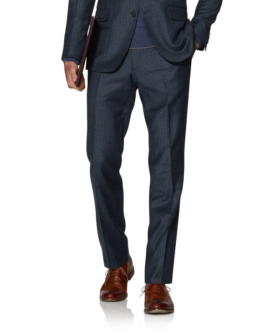 Federer Infinity Active Slim Fit Black Microcheck Trousers