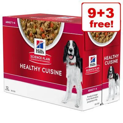12 x 90g Hill’s Science Plan Healthy Cuisine Wet Dog Food - 9 + 3 Free!*