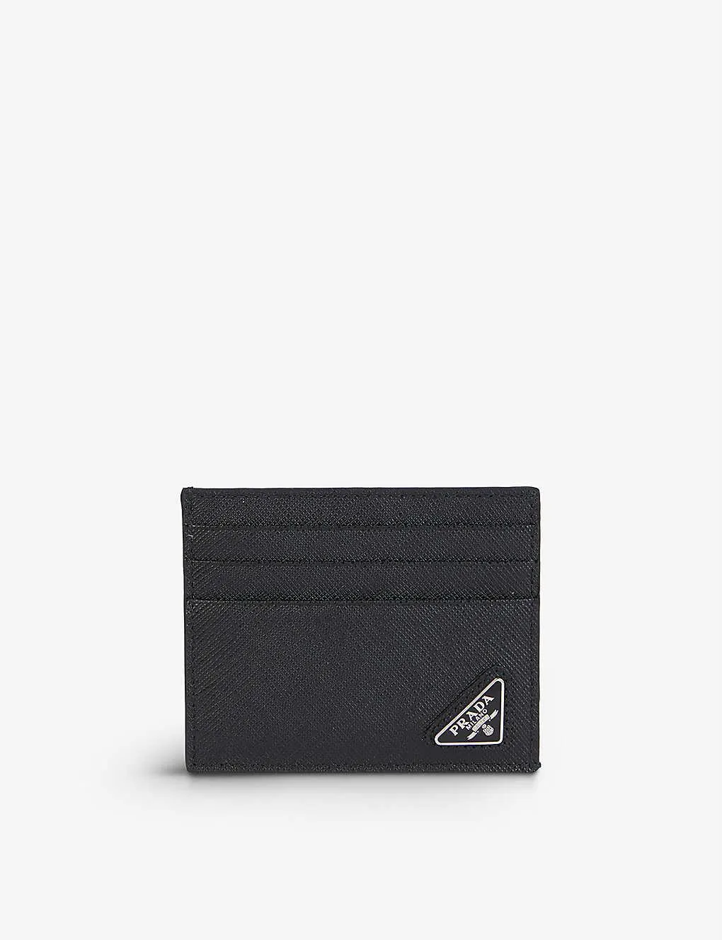 Brand-plaque leather card holder