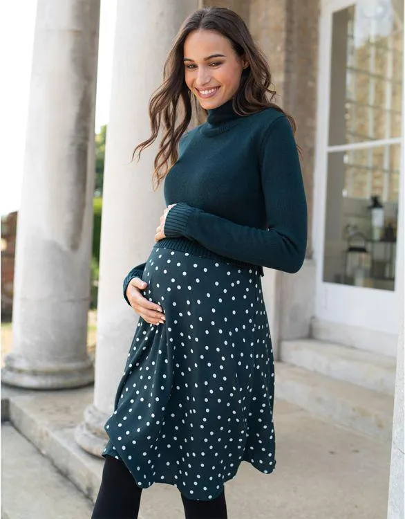 Green Polka Dot 2 in 1 Maternity & Nursing Dress