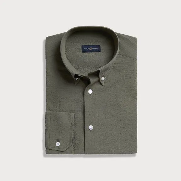 Green seersucker shirt