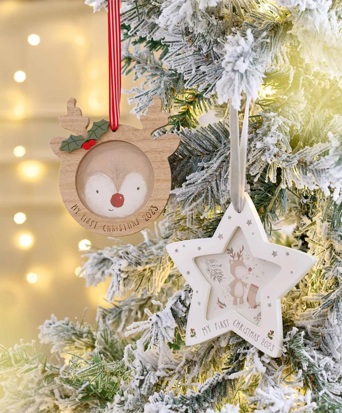 Star Frame Christmas Bauble - White