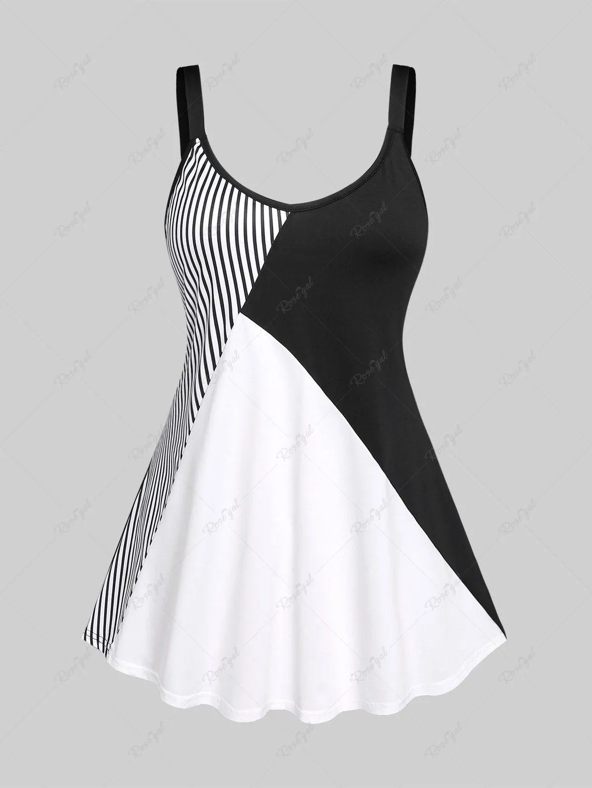 Plus Size Stripes Colorblock Tunic Top - M | Us 10