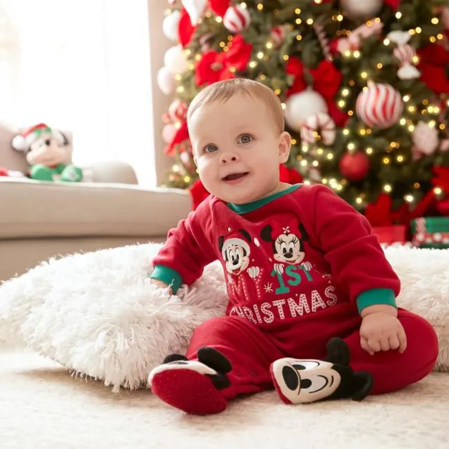 Mickey and Minnie Christmas Baby Blanket Body Suit