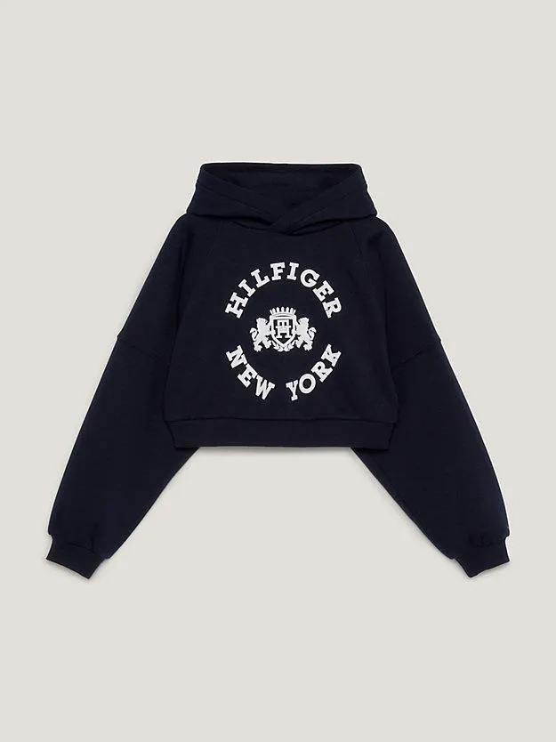 Varsity Cropped Relaxed Hoody Sweatshirt