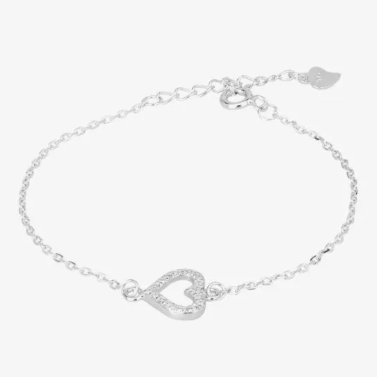 Silver Cubic Zirconia Open Heart Bracelet FYB1645